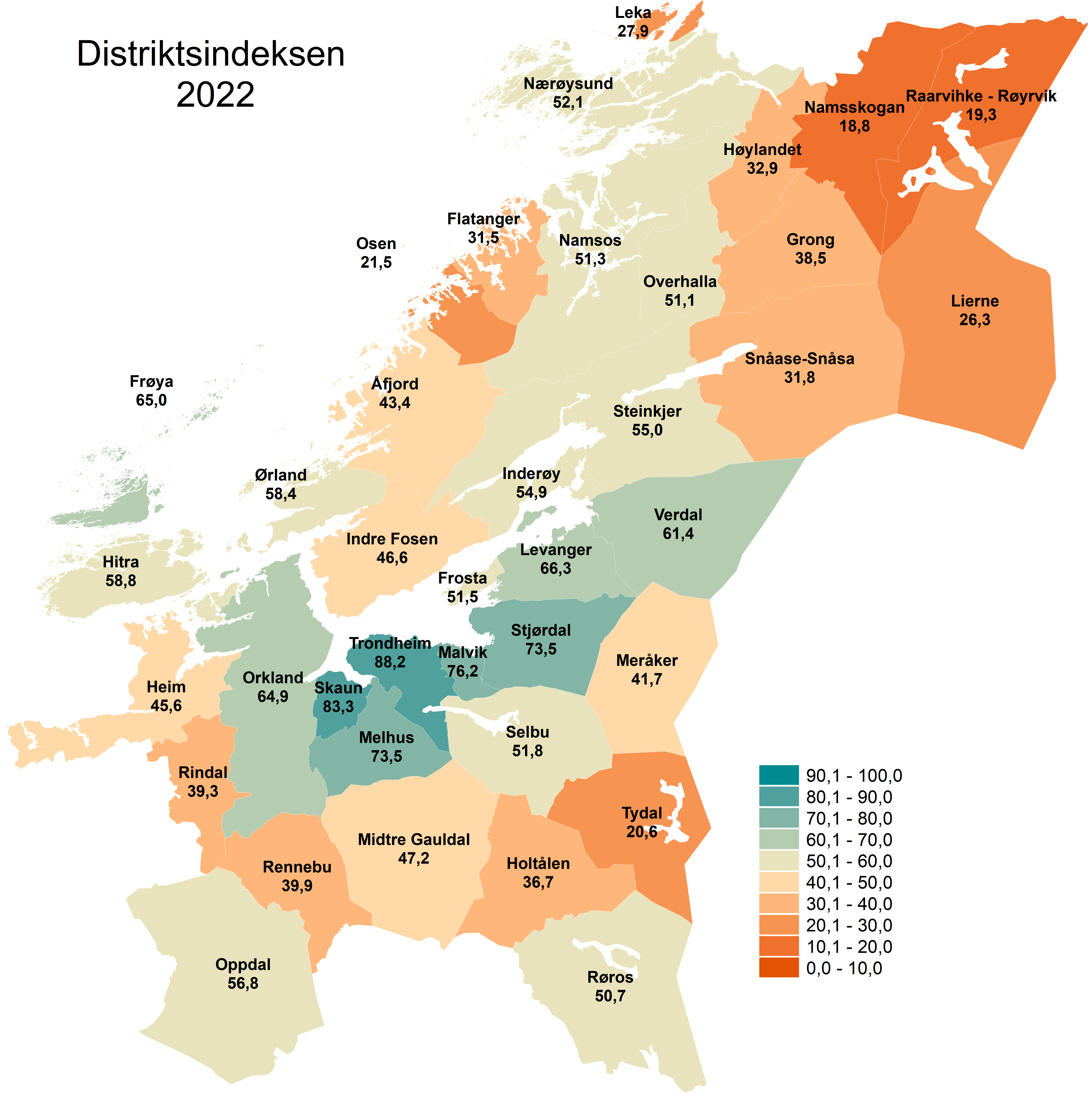 Distriksindeks 2022-Trøndelag