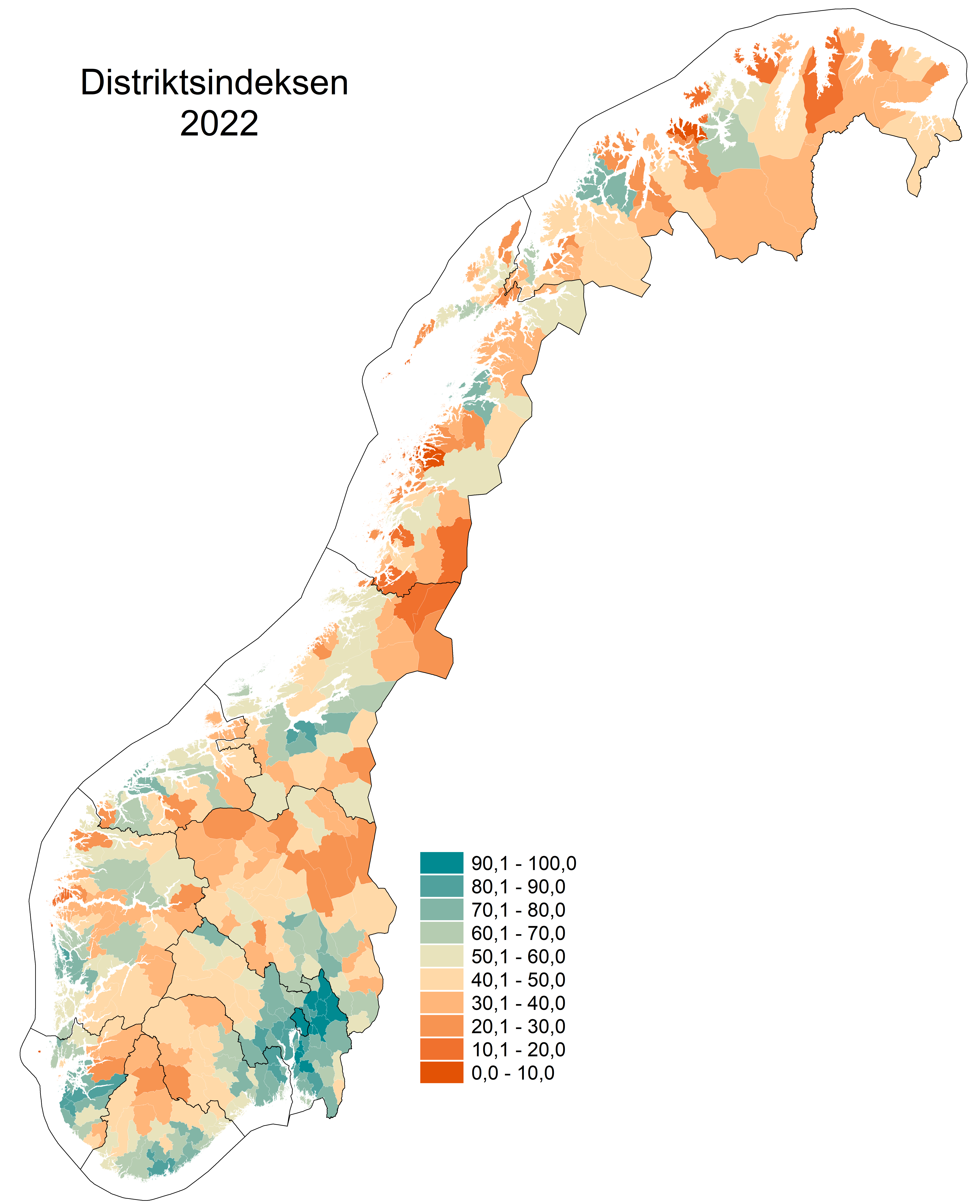 Distriksindeks 2022 - hele Norge