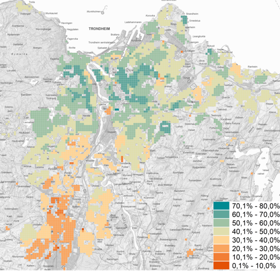 Andel med høyere utdanning i Trondheim