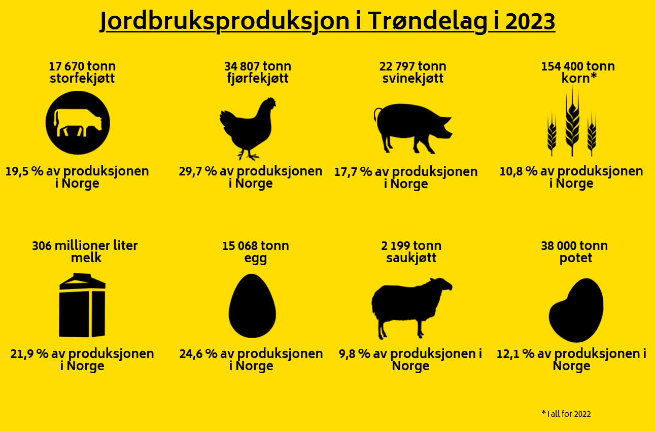 Jordbruksproduksjon i Trøndelag i  2023