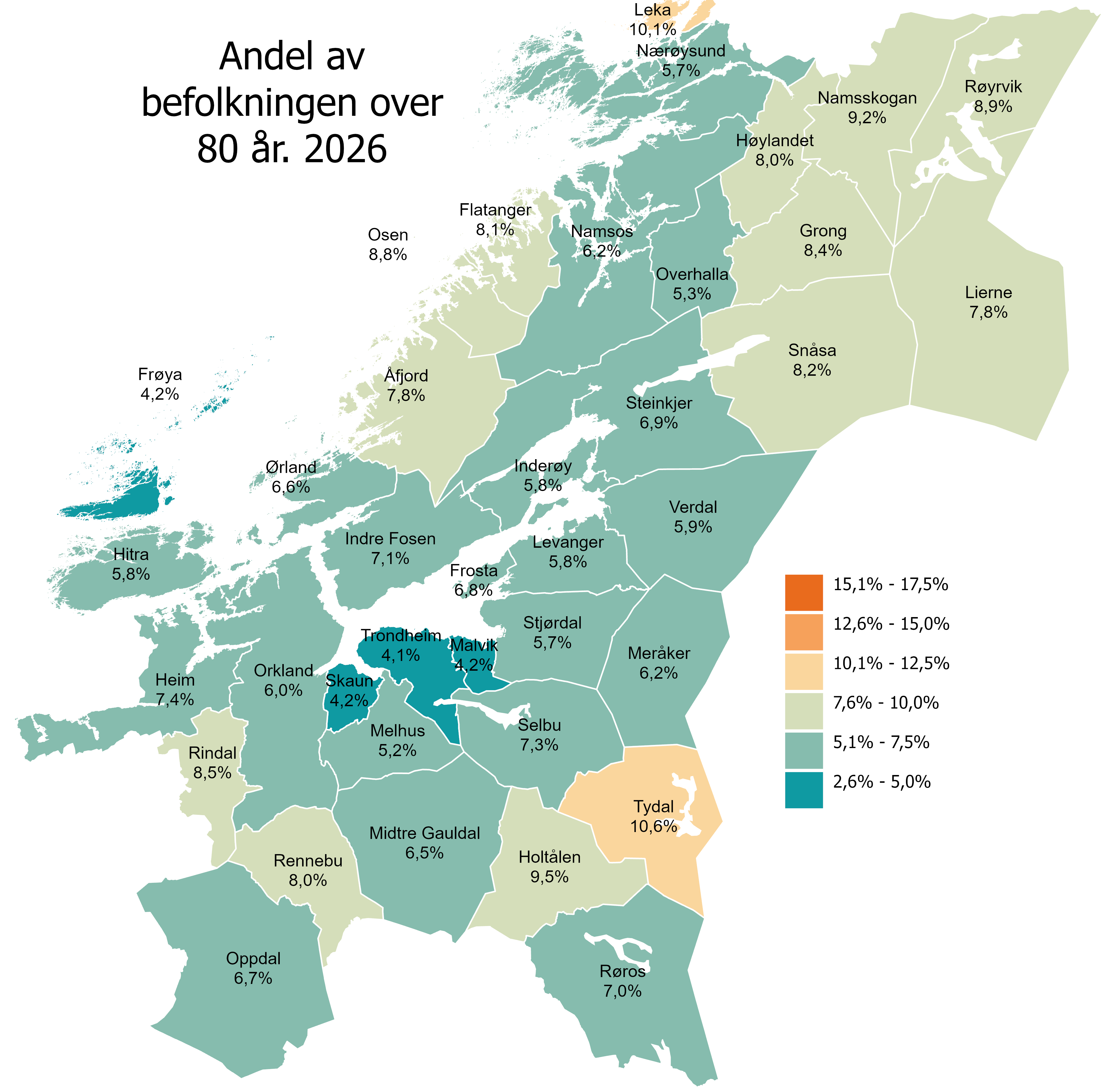 Andel av befolkningen 80 år og eldre i 2026