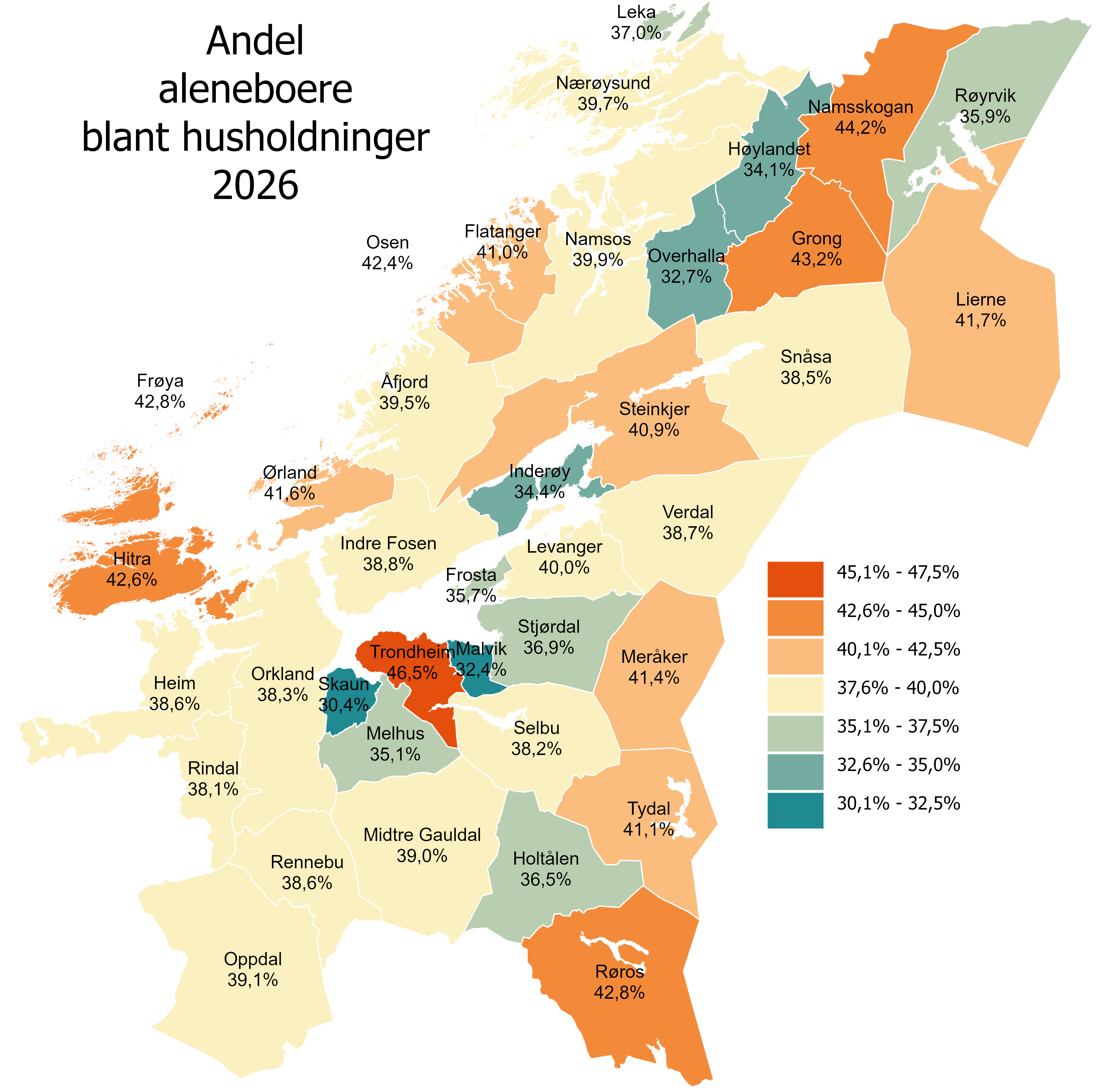 Andel aleneboere blant husholdninger 2026