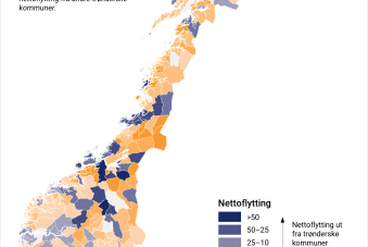 Nettoflytting med kommuner i Trøndelag  i 2021, nettoflyttere per 10000 innbyggere
