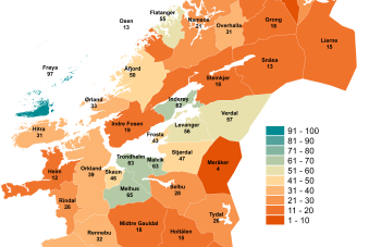 Boligbygging i Trøndelag i 2020-2023 per 1 000 eksisterende boliger
